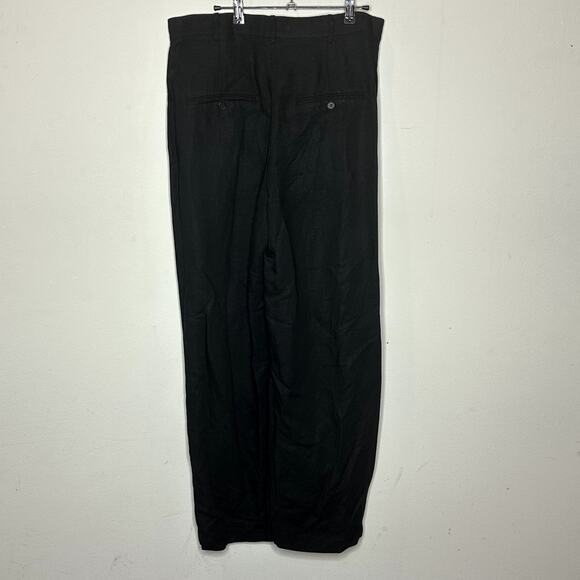 H&M Black Linen Blend Pockets High Rise Wide Leg Trouser Pants Women's‎ Size 12 - Picture 2 of 6